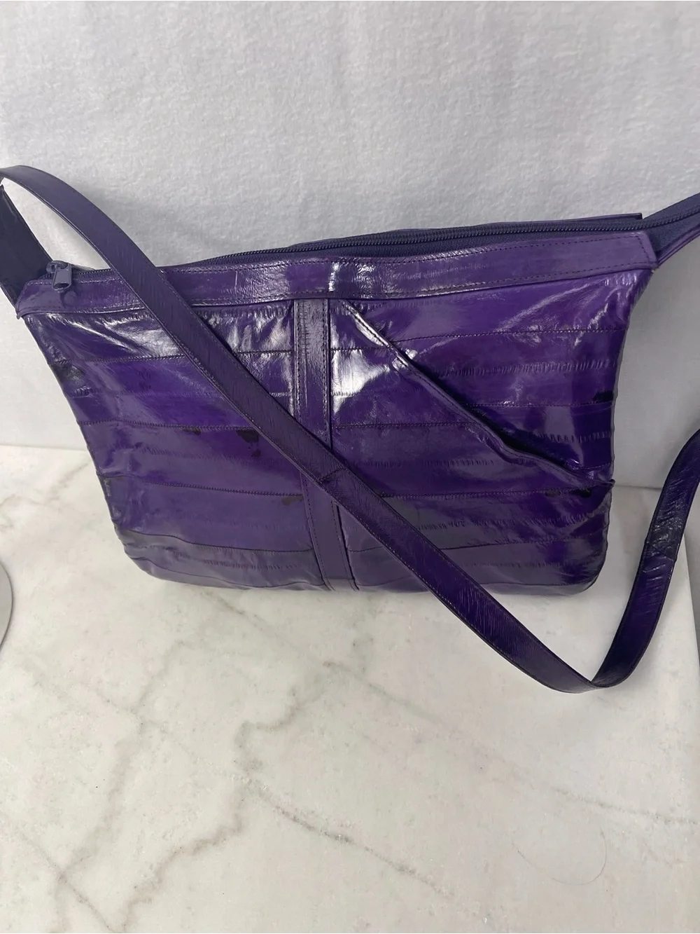 Purple Leather Crossbody Bag - Women